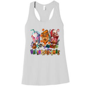 Happy Hallothanksmas Coffee Latte Halloween Thanksgiving Women's Racerback Tank