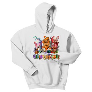 Happy Hallothanksmas Coffee Latte Halloween Thanksgiving Kids Hoodie