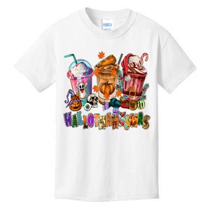 Happy Hallothanksmas Coffee Latte Halloween Thanksgiving Kids T-Shirt