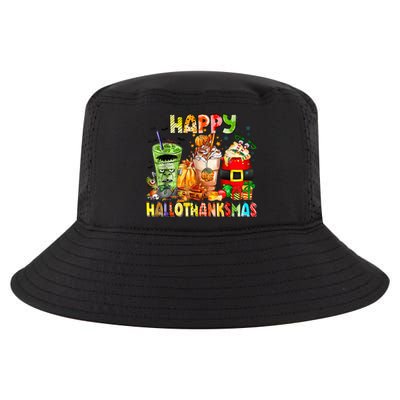 Happy Hallothanksmas Coffee Halloween Thanksgiving Christmas Cool Comfort Performance Bucket Hat