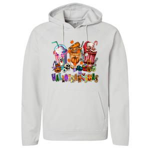 Happy Hallothanksmas Coffee Latte Halloween Thanksgiving Performance Fleece Hoodie