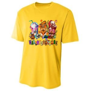 Happy Hallothanksmas Coffee Latte Halloween Thanksgiving Performance Sprint T-Shirt