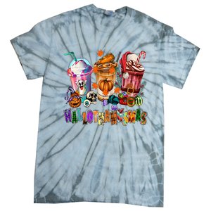 Happy Hallothanksmas Coffee Latte Halloween Thanksgiving Tie-Dye T-Shirt