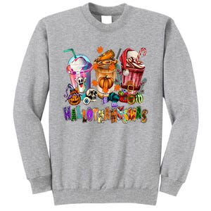 Happy Hallothanksmas Coffee Latte Halloween Thanksgiving Tall Sweatshirt