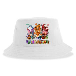 Happy Hallothanksmas Coffee Latte Halloween Thanksgiving Sustainable Bucket Hat