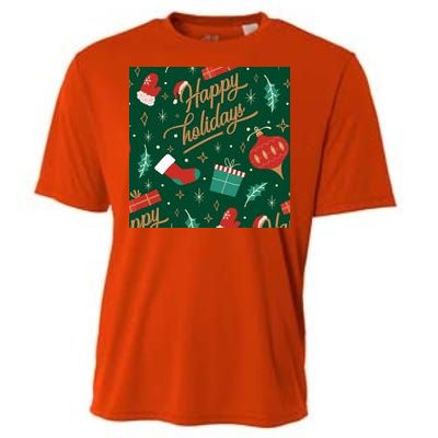 Happy Holidays Christmas Festive Cooling Performance Crew T-Shirt