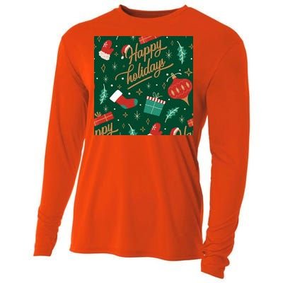 Happy Holidays Christmas Festive Cooling Performance Long Sleeve Crew