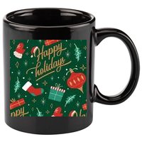 Happy Holidays Christmas Festive 11oz C Handle Ceramic Mug