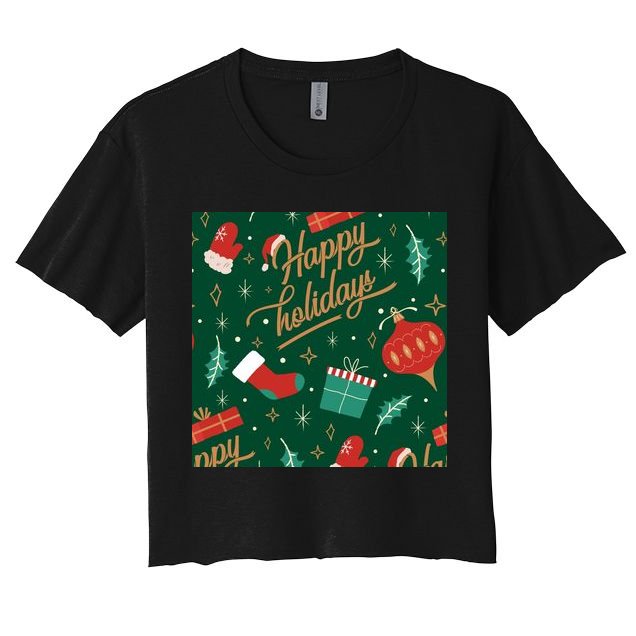 Happy Holidays Christmas Festive Crop Top