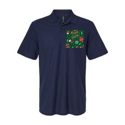 Happy Holidays Christmas Festive Softstyle Adult Sport Polo