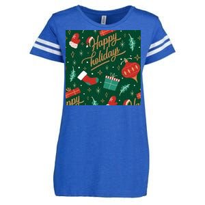 Happy Holidays Christmas Festive Enza Ladies Jersey Football T-Shirt