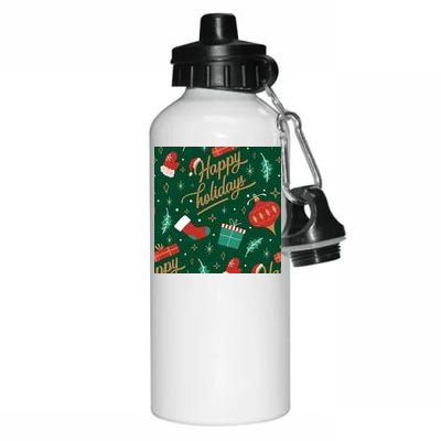 Happy Holidays Christmas Festive Aluminum Water Bottle 