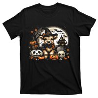 Halloween Highland Cow Print Witchy Cow Spooky Pumpkin Vneck T-Shirt