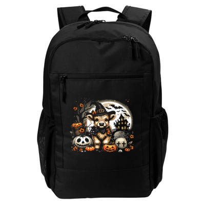 Halloween Highland Cow Print Witchy Cow Spooky Pumpkin Vneck Daily Commute Backpack