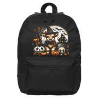 Halloween Highland Cow Print Witchy Cow Spooky Pumpkin Vneck 16 in Basic Backpack