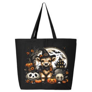 Halloween Highland Cow Print Witchy Cow Spooky Pumpkin Vneck 25L Jumbo Tote