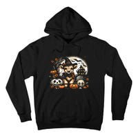 Halloween Highland Cow Print Witchy Cow Spooky Pumpkin Vneck Tall Hoodie