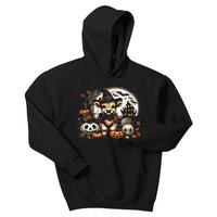 Halloween Highland Cow Print Witchy Cow Spooky Pumpkin Vneck Kids Hoodie