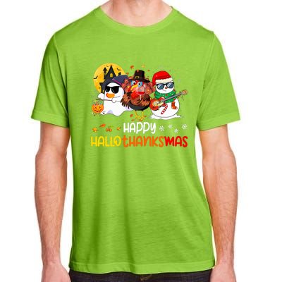 Happy Hallothanksmas Cute Ghost Halloween Thanksgiving Xmas Adult ChromaSoft Performance T-Shirt