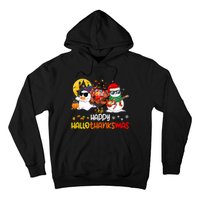 Happy Hallothanksmas Cute Ghost Halloween Thanksgiving Xmas Hoodie