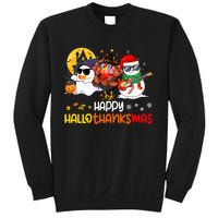 Happy Hallothanksmas Cute Ghost Halloween Thanksgiving Xmas Sweatshirt