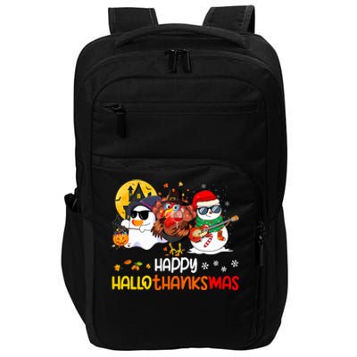 Happy Hallothanksmas Cute Ghost Halloween Thanksgiving Xmas Impact Tech Backpack