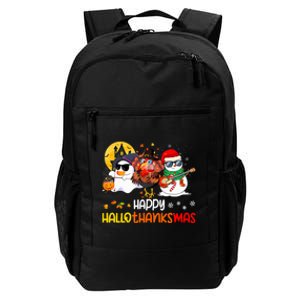 Happy Hallothanksmas Cute Ghost Halloween Thanksgiving Xmas Daily Commute Backpack