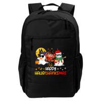 Happy Hallothanksmas Cute Ghost Halloween Thanksgiving Xmas Daily Commute Backpack