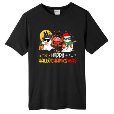 Happy Hallothanksmas Cute Ghost Halloween Thanksgiving Xmas Tall Fusion ChromaSoft Performance T-Shirt