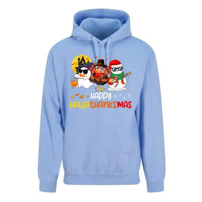 Happy Hallothanksmas Cute Ghost Halloween Thanksgiving Xmas Unisex Surf Hoodie