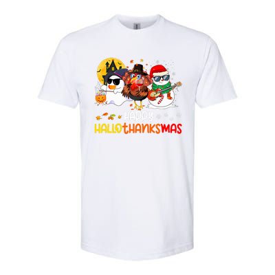 Happy Hallothanksmas Cute Ghost Halloween Thanksgiving Xmas Softstyle CVC T-Shirt