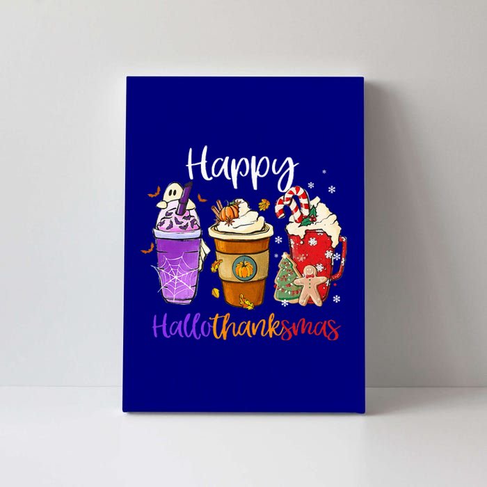 Happy Hallothanksmas Coffee Latte Halloween Thanksgiving Canvas