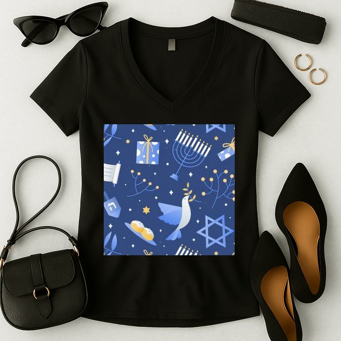 Hanukkah Holiday Celebration Women's V-Neck T-Shirt