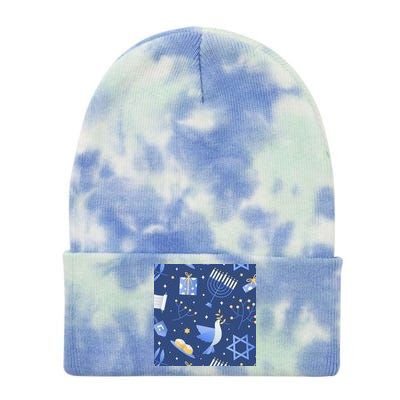 Hanukkah Holiday Celebration Tie Dye 12in Knit Beanie