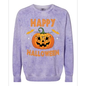 Happy Halloween Cute Pumpkin Leopard Colorblast Crewneck Sweatshirt