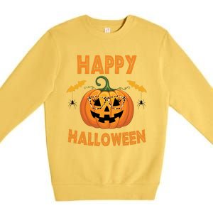 Happy Halloween Cute Pumpkin Leopard Premium Crewneck Sweatshirt