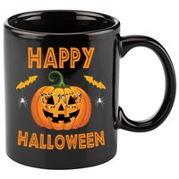 Happy Halloween Cute Pumpkin Leopard 11oz C Handle Ceramic Mug
