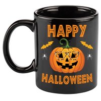 Happy Halloween Cute Pumpkin Leopard 11oz C Handle Ceramic Mug