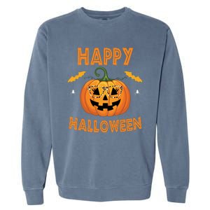 Happy Halloween Cute Pumpkin Leopard Garment-Dyed Sweatshirt