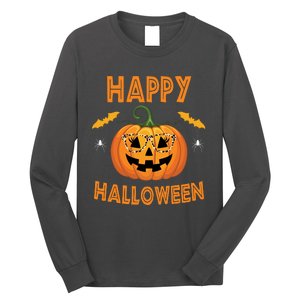 Happy Halloween Cute Pumpkin Leopard Long Sleeve Shirt