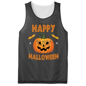 Happy Halloween Cute Pumpkin Leopard Mesh Reversible Basketball Jersey Tank