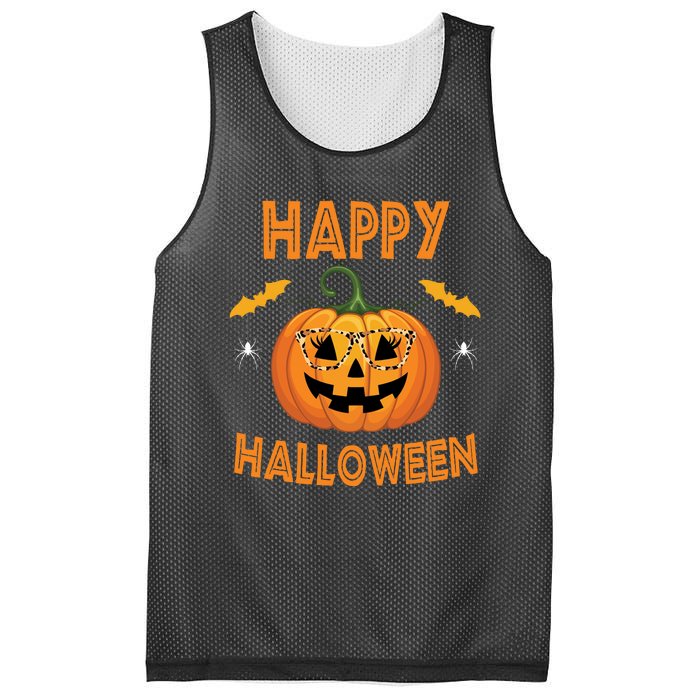 Happy Halloween Cute Pumpkin Leopard Mesh Reversible Basketball Jersey Tank