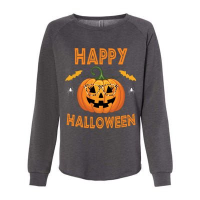 Happy Halloween Cute Pumpkin Leopard Womens California Wash Sweatshirt