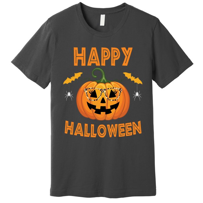 Happy Halloween Cute Pumpkin Leopard Premium T-Shirt