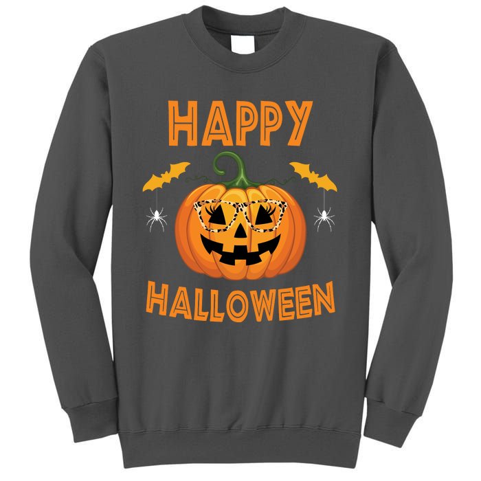 Happy Halloween Cute Pumpkin Leopard Tall Sweatshirt