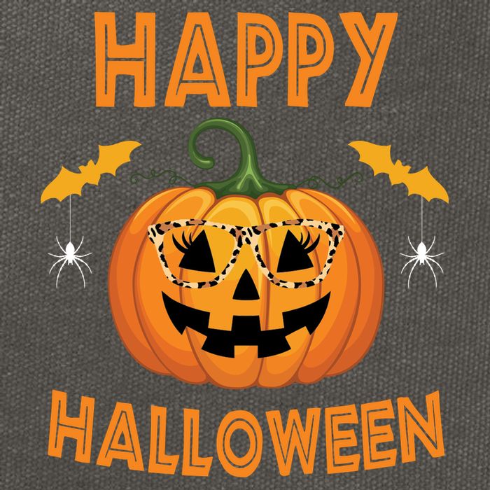 Happy Halloween Cute Pumpkin Leopard Cotton Canvas Backpack