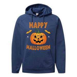 Happy Halloween Cute Pumpkin Leopard Performance Fleece Hoodie