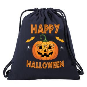 Happy Halloween Cute Pumpkin Leopard Drawstring Bag