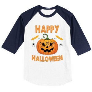 Happy Halloween Cute Pumpkin Leopard Baseball Sleeve Shirt