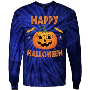 Happy Halloween Cute Pumpkin Leopard Tie-Dye Long Sleeve Shirt